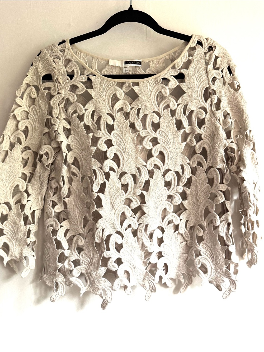 Tracy Reese Cream Guipure Lace Top